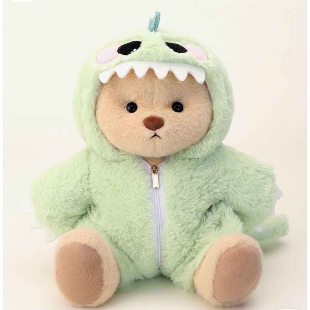 Getahug Handmade Jointed Plush Bear in Dino Hoodie